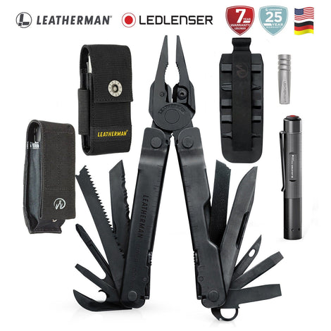 Kit de Multiherramienta Super Tool 300 Negra Leatherman con Linterna P2R Core Ledlenser Leatherman 