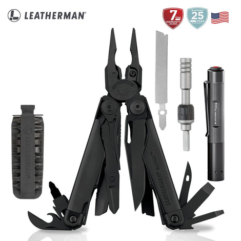 Kit de SURGE Negra Leatherman con Linterna P2R Core Ledlenser y Matraca Leatherman Leatherman 