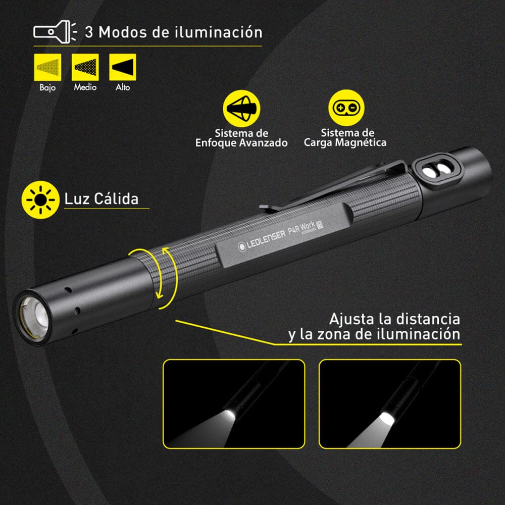 Linterna Recargable de Bolsillo P4R WORK Negra Ledlenser Ledlenser 