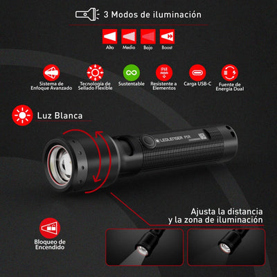 Linterna Recargable de Mano P5R Negra Ledlenser Ledlenser 