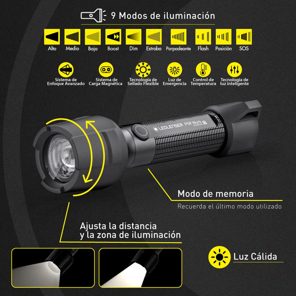 Linterna Recargable de Mano P5R WORK Negra Ledlenser Ledlenser 