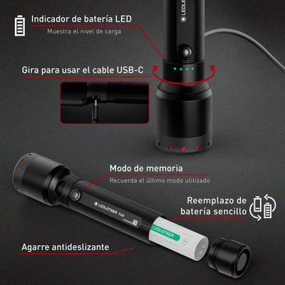 Linterna Recargable de Mano P6R Negra Ledlenser Ledlenser 