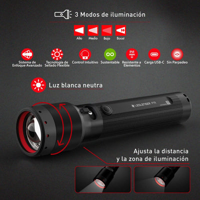 Linterna Recargable de Mano P7R Negra Ledlenser Ledlenser 