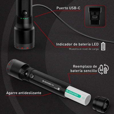Linterna Recargable de Mano P7R Negra Ledlenser Ledlenser 