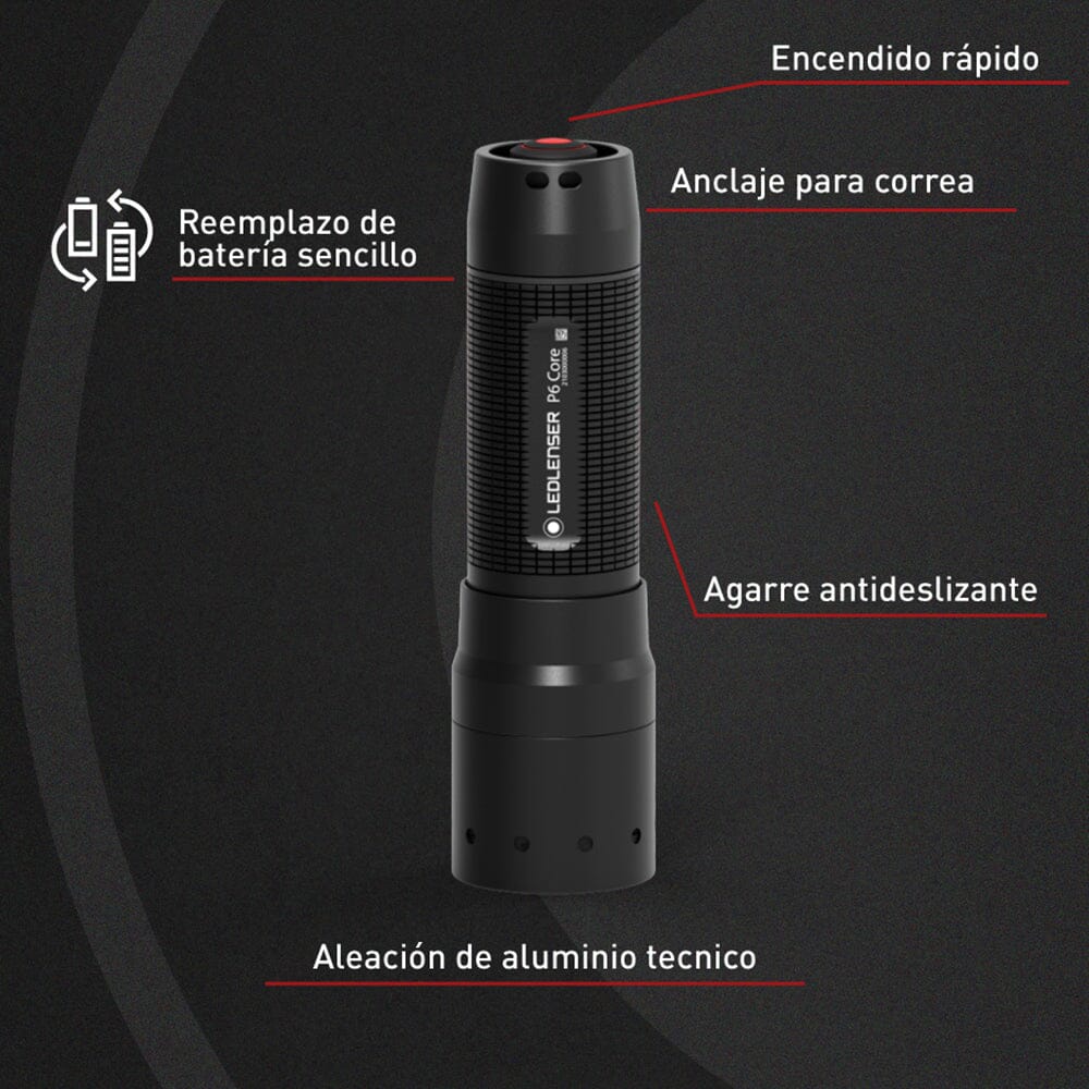Linterna de Mano P6 CORE Negra Ledlenser Ledlenser 