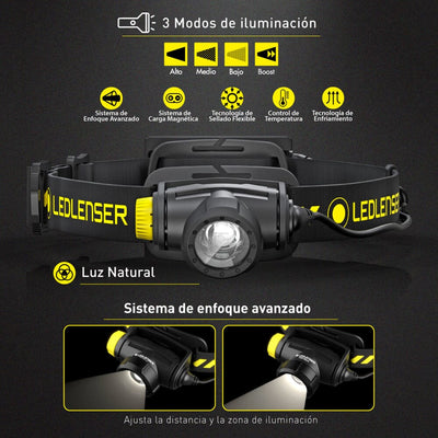 Linterna Recargable de Cabeza H5R WORK Negra Ledlenser Ledlenser 
