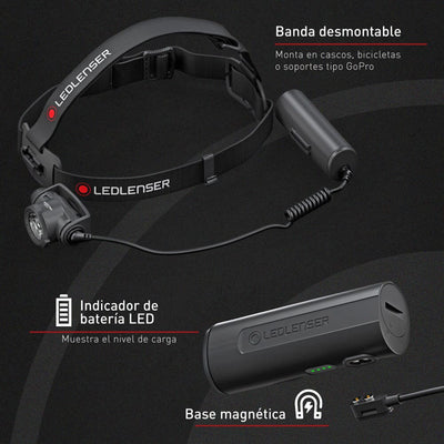 Linterna Recargable de Cabeza H7R CORE Negra Ledlenser Ledlenser 