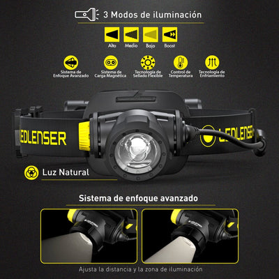 Linterna Recargable de Cabeza H7R WORK Negra Ledlenser Ledlenser 