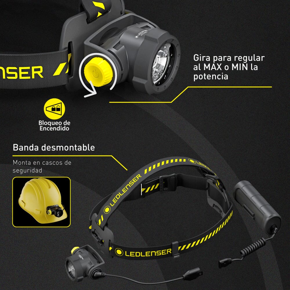 Linterna Recargable de Cabeza H7R WORK Negra Ledlenser Ledlenser 
