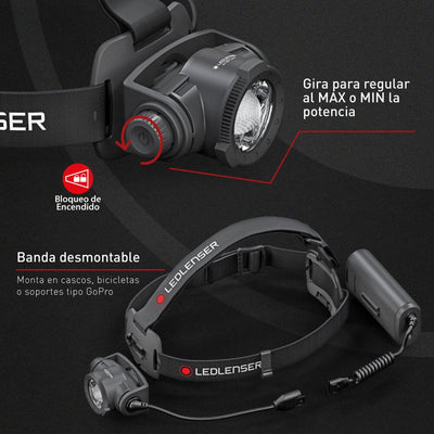 Linterna Recargable de Cabeza H15R CORE Negra Ledlenser Ledlenser 