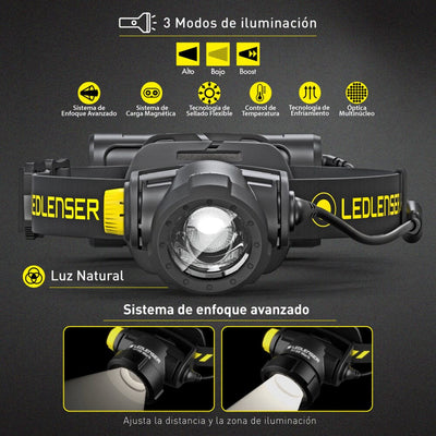Linterna Recargable de Cabeza H15R WORK Negra Ledlenser Ledlenser 
