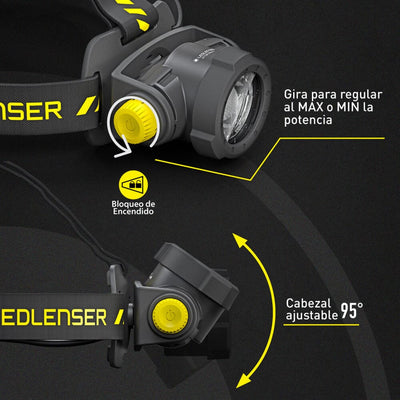 Linterna Recargable de Cabeza H15R WORK Negra Ledlenser Ledlenser 