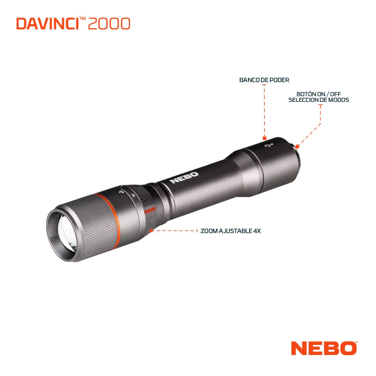 Linterna Recargable de Mano DAVINCI 2000 Nebo Linterna Nebo 