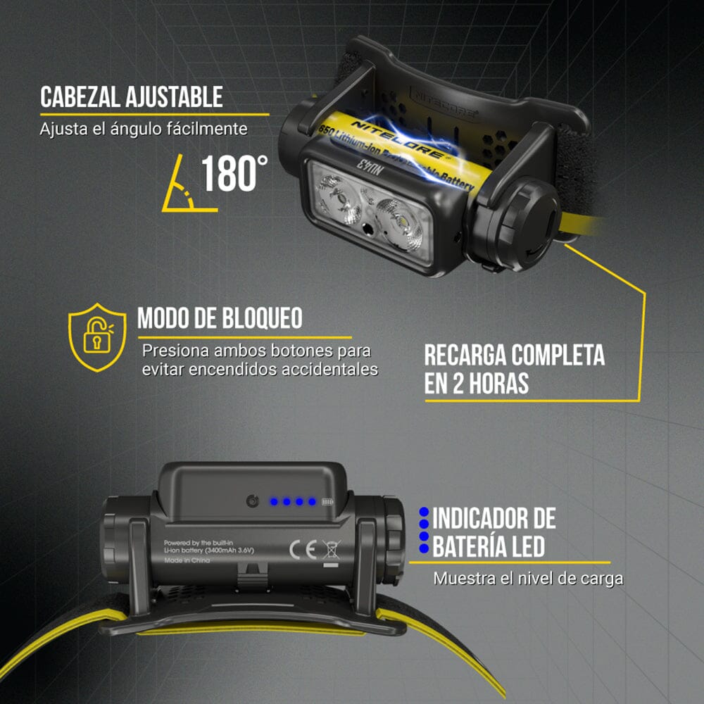 Linterna de Cabeza NU43 Negra Nitecore Nitecore 