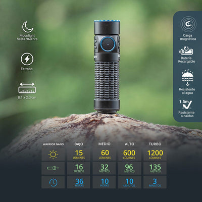 Linterna de Mano Recargable WARRIOR NANO Negra Olight Linterna Olight 