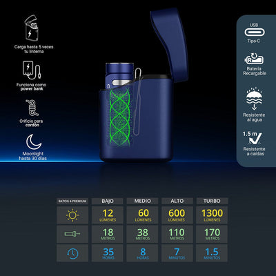 Linterna de Mano Recargable BATON 4 PREMIUM Azul Olight Linterna Olight 