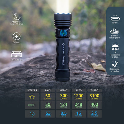 Linterna de Mano Recargable SEEKER 4 Negra Olight Linterna Olight 