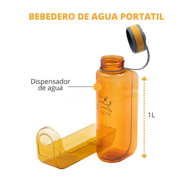 Botella de Agua para Perro 1 lt FLAME Naranja Ollydog Ollydog 