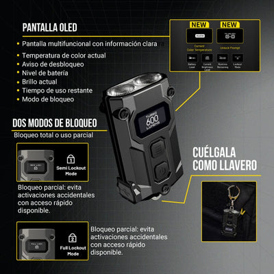 Linterna de Bolsillo TINI3 Negra Nitecore Nitecore 