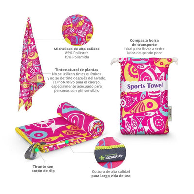 Toalla de Playa de Microfibra Rosa 4Monster Toalla 4Monster 