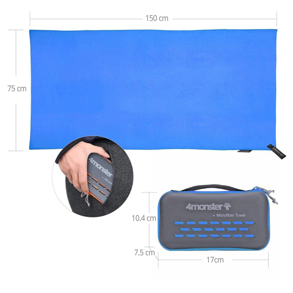 Toalla de Microfibra de 75 x 150 cm con Estuche Azul 4Monster Toalla 4Monster 