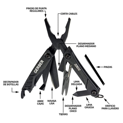 Mini Multiherramienta DIME Negro Gerber Gerber 