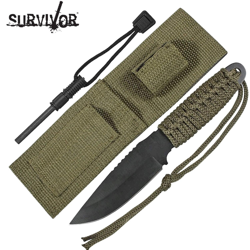 Cuchillo Combinado con Inicia Fuegos Verde Survivor Master Cutlery 