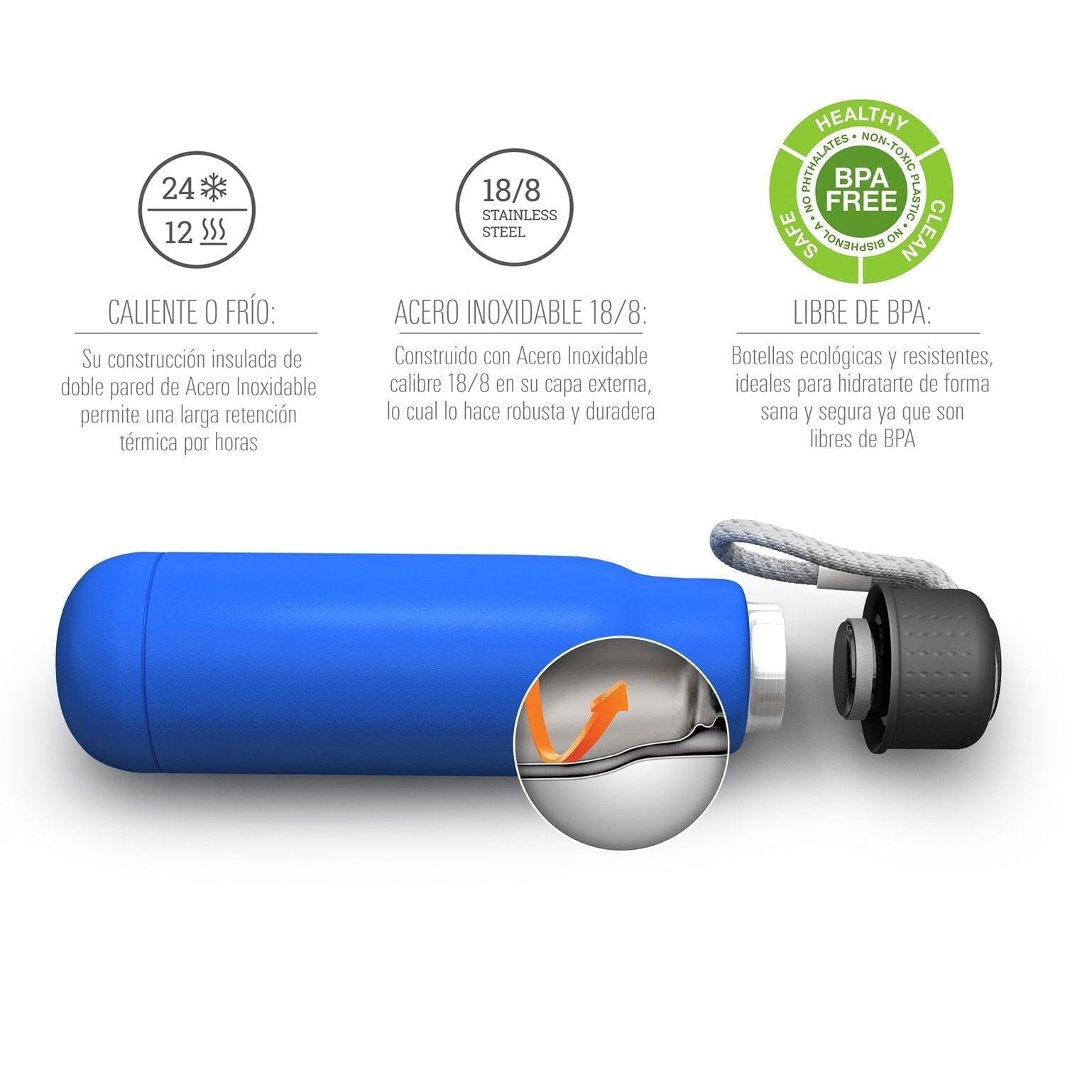 Termo de Acero Inoxidable de 500 ml Azul Cielo Toho Outdoor Toho Outdoor 