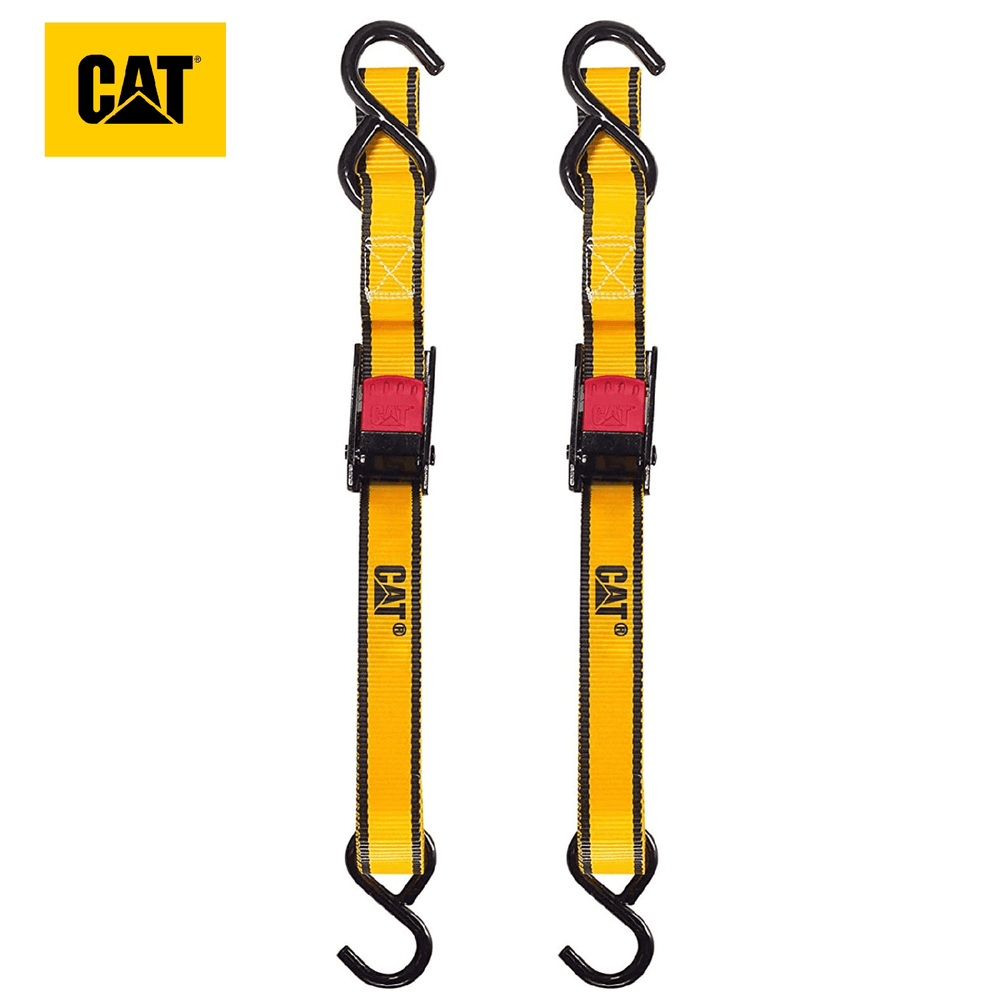 Juego de 2 Tensores de 2.54 cm x 3.04 m con Gancho Amarillo CAT Caterpillar 