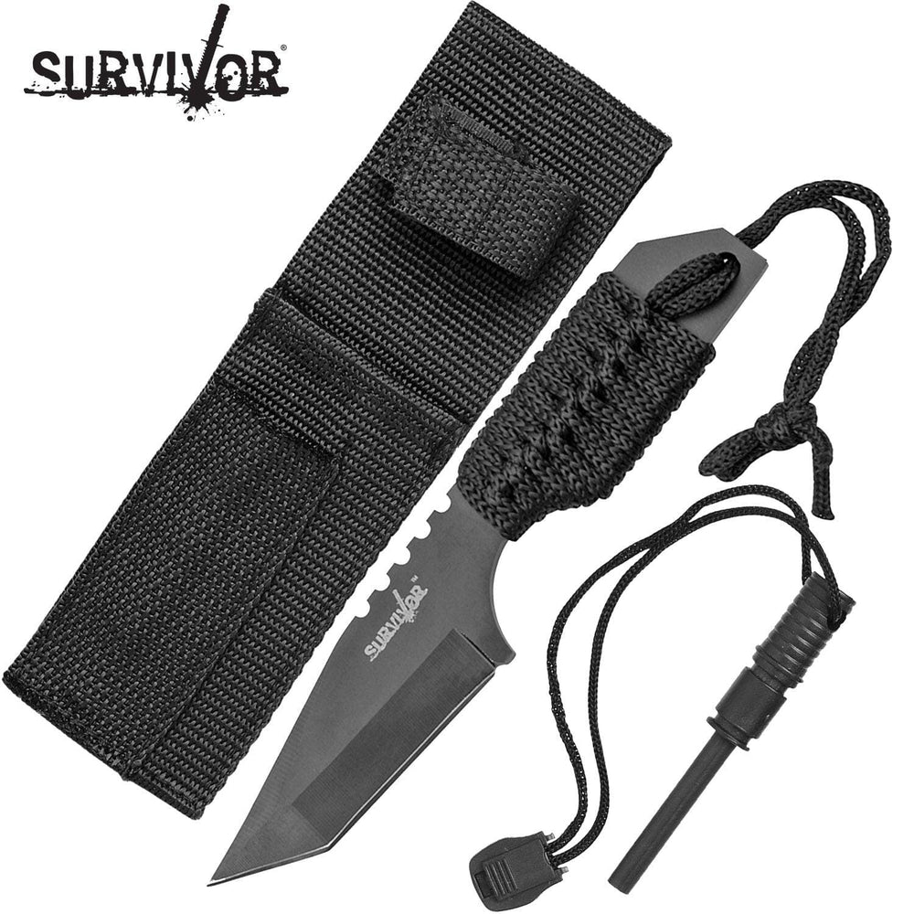 Cuchillo Combinado con Inicia Fuegos Negro Survivor Master Cutlery 