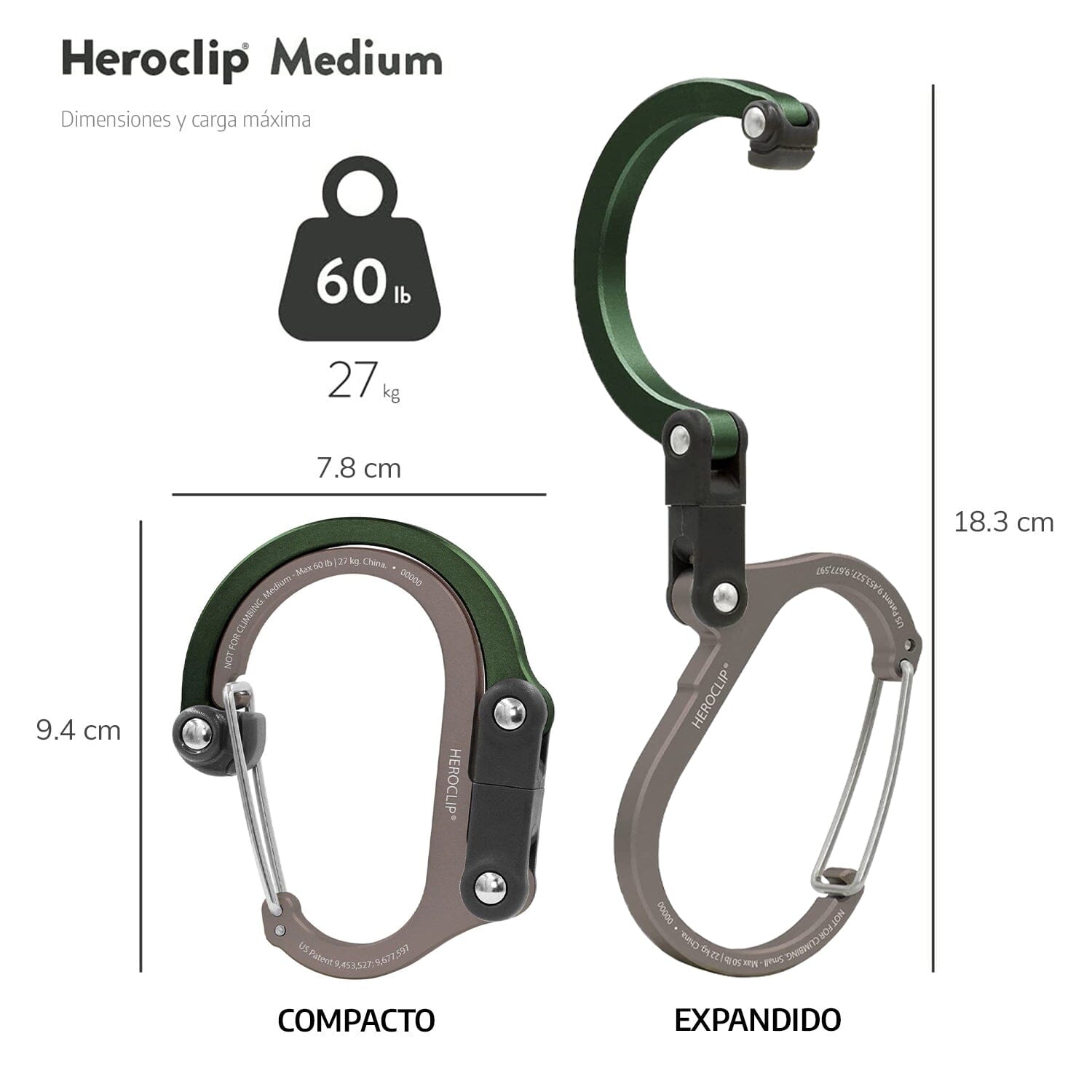 Mosquetón Giratorio Mediano HEROCLIP Verde Gear Aid Gear Aid 