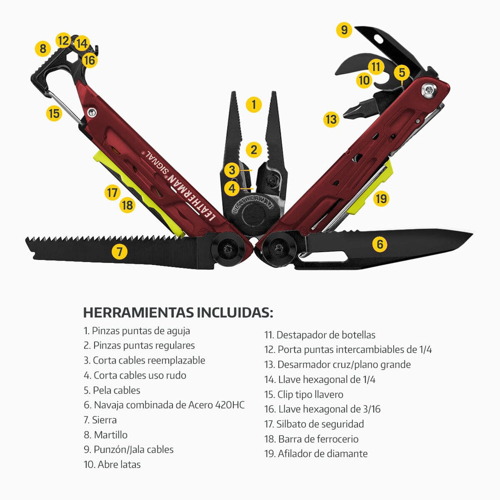 Kit de Multiherramienta con Accesorios SIGNAL Roja Leatherman Leatherman Crimson 