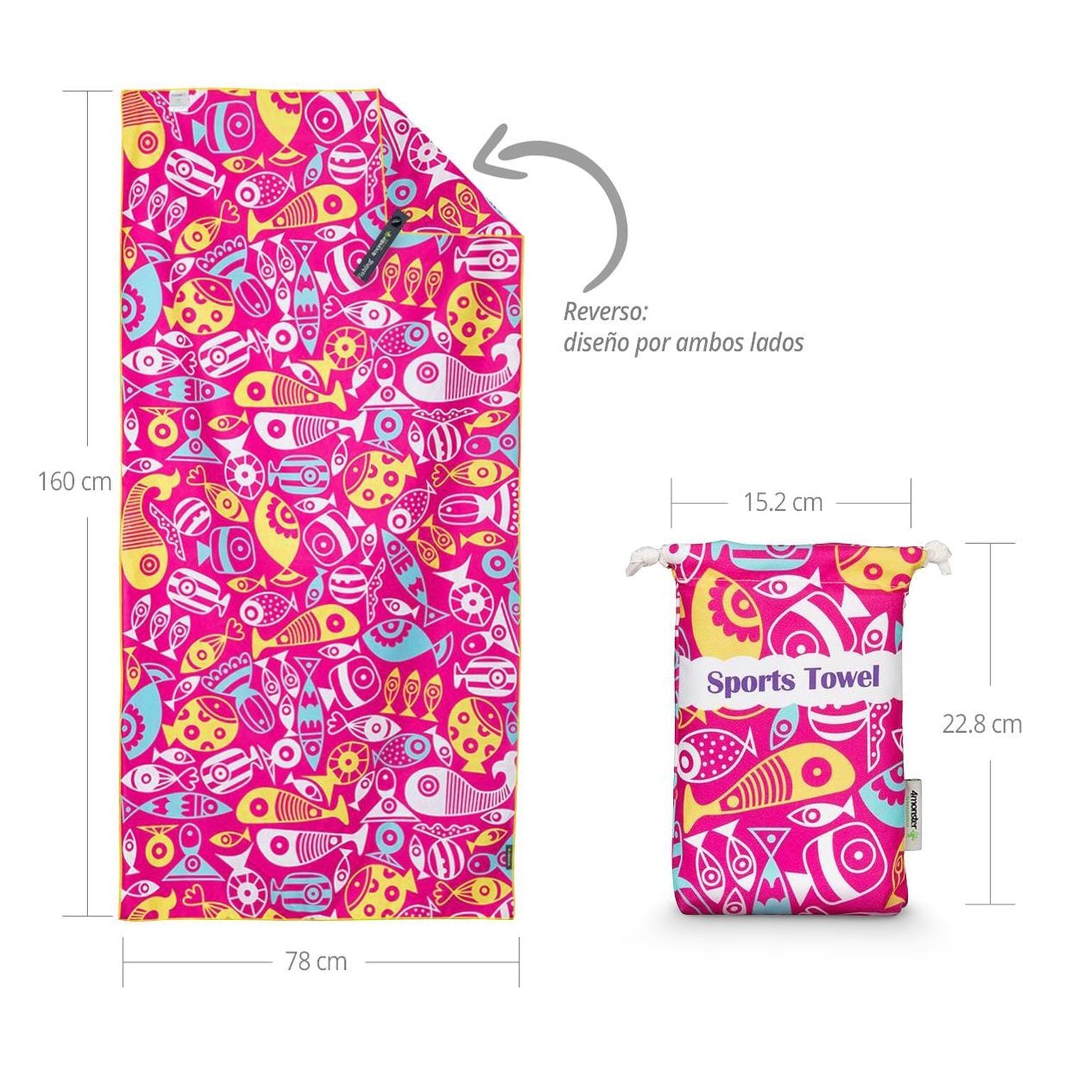 Toalla de Playa de Microfibra Rosa 4Monster Toalla 4Monster 