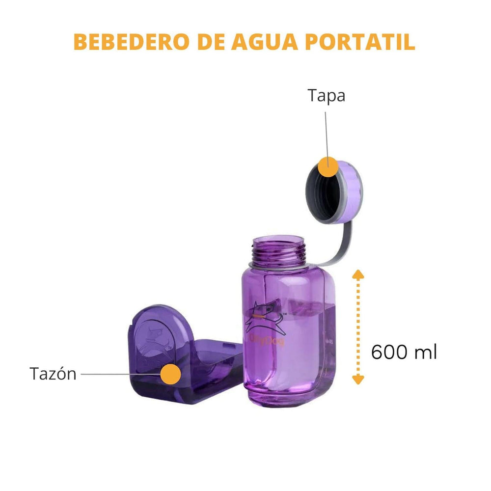 Botella de Agua para Perro 600 ml PLUM Violeta Ollydog Ollydog Violeta 